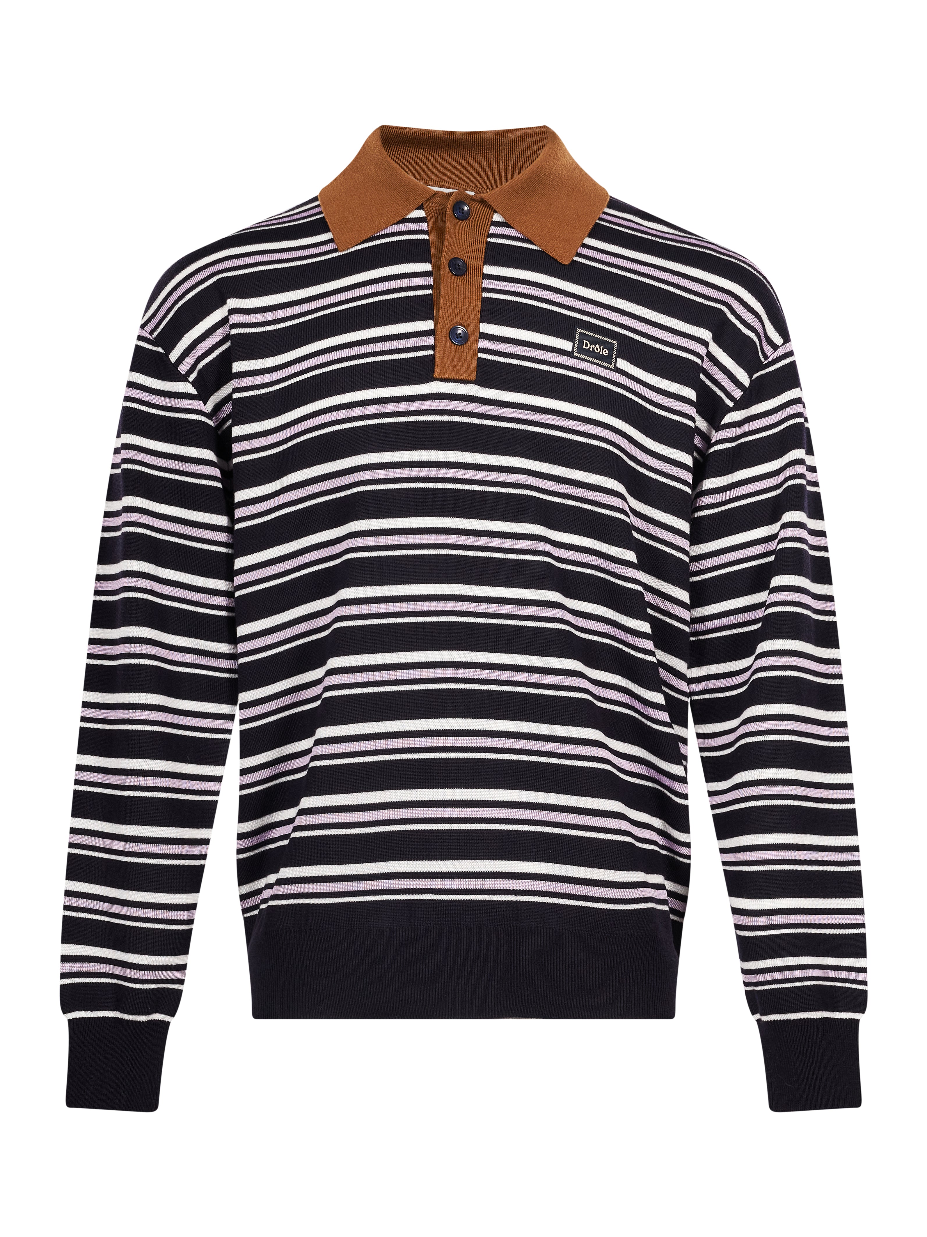 Polo a maniche lunghe a righe multicolore 