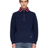 Maglione trucker mezza zip in blu 