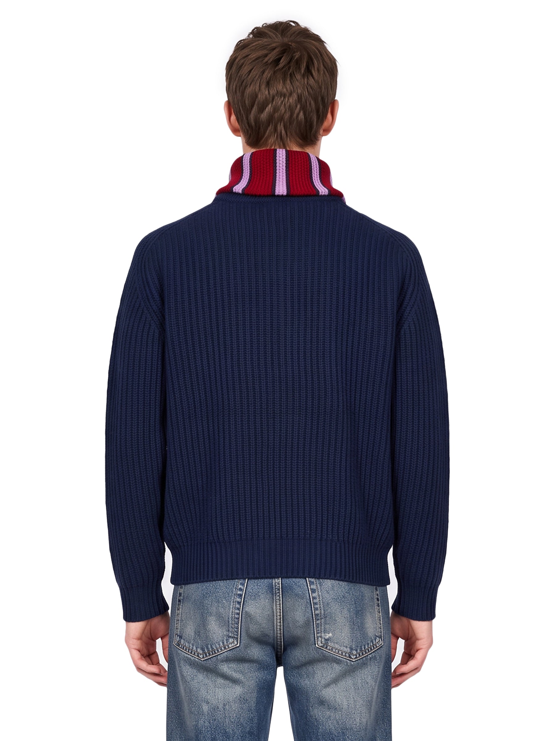 Maglione trucker mezza zip in blu 
