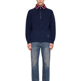 Maglione trucker mezza zip in blu 
