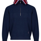 Maglione trucker mezza zip in blu 