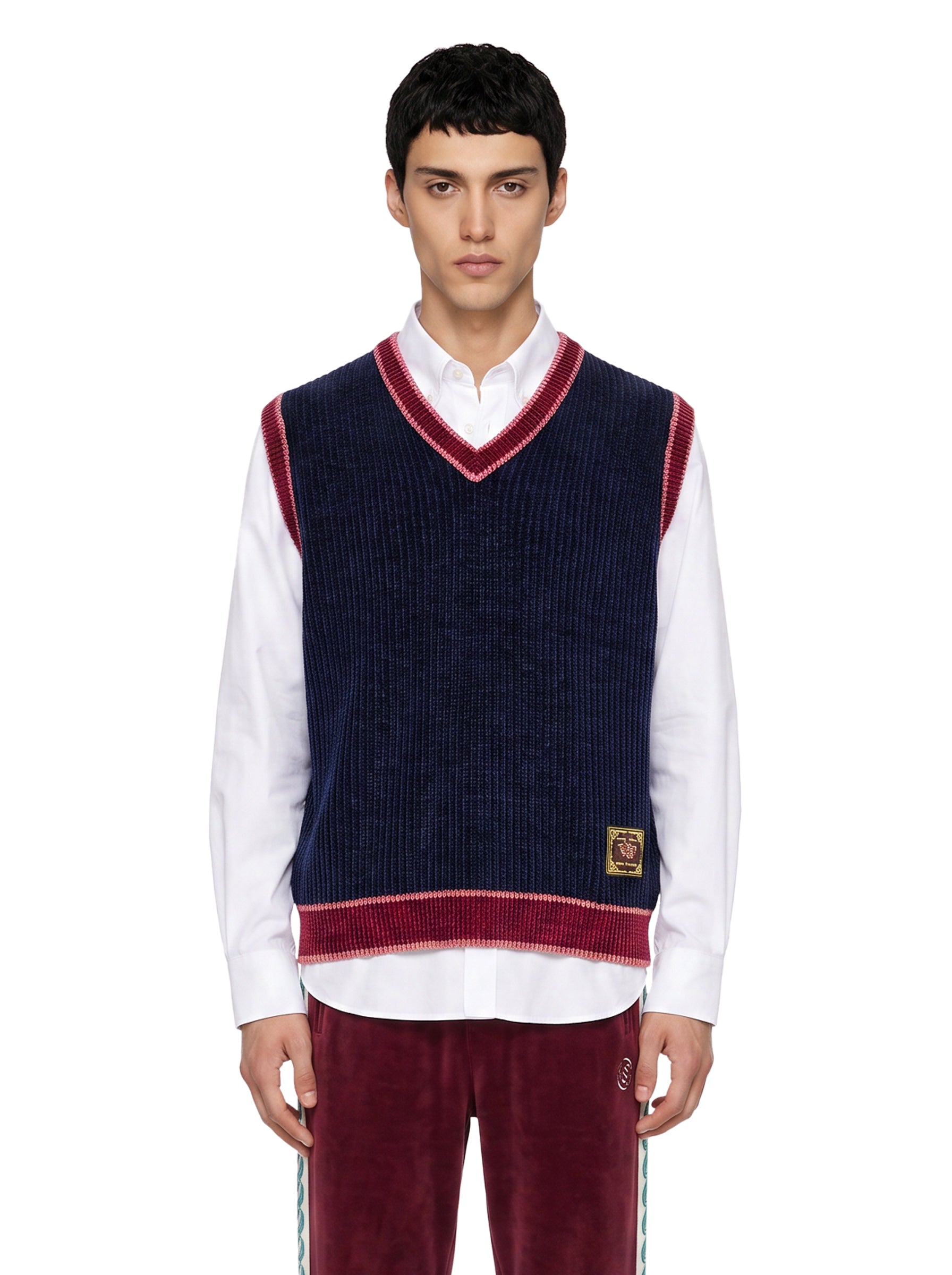 Gilet in maglia a coste multicolore 