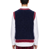 Gilet in maglia a coste multicolore 