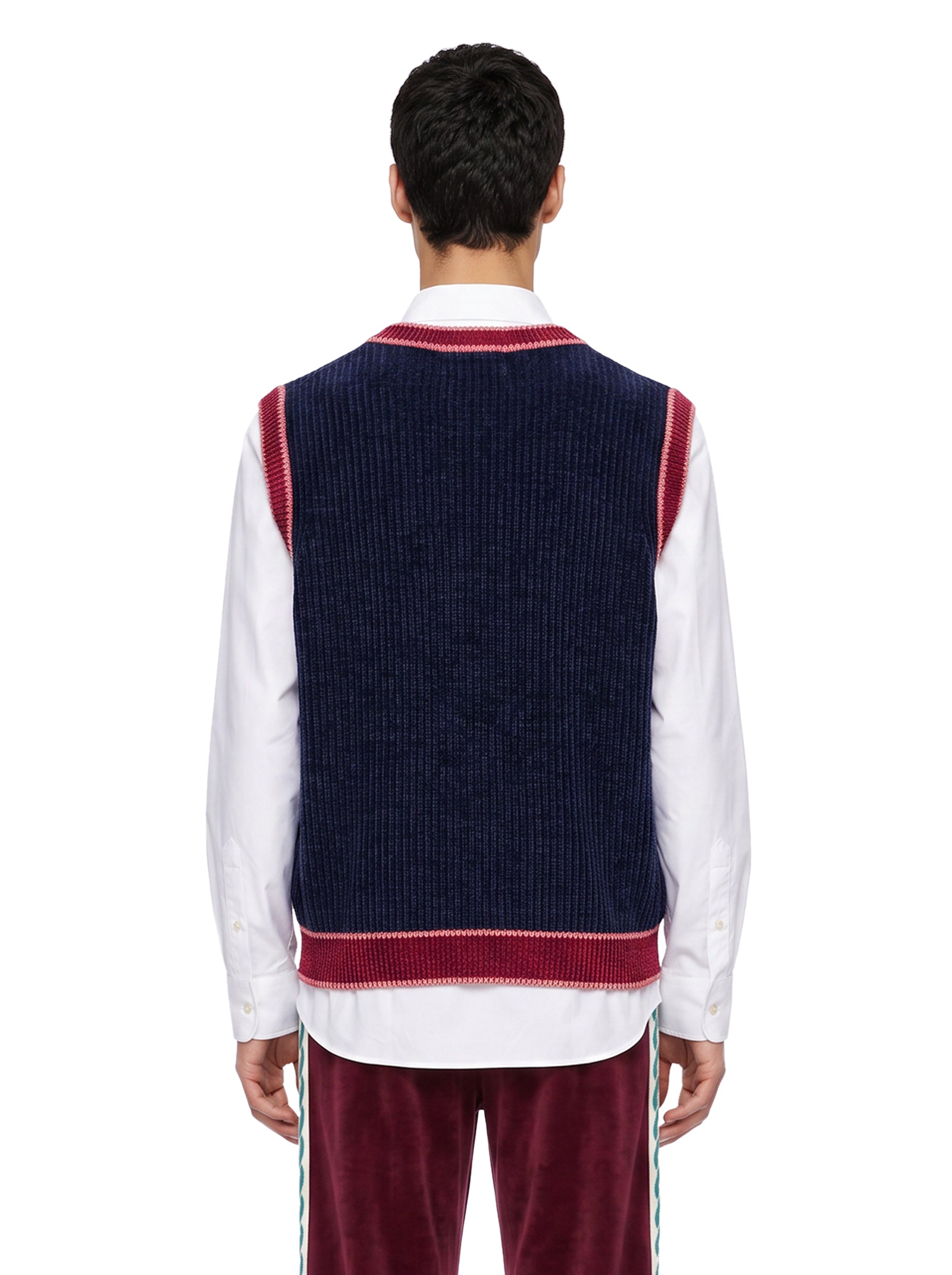 Gilet in maglia a coste multicolore 