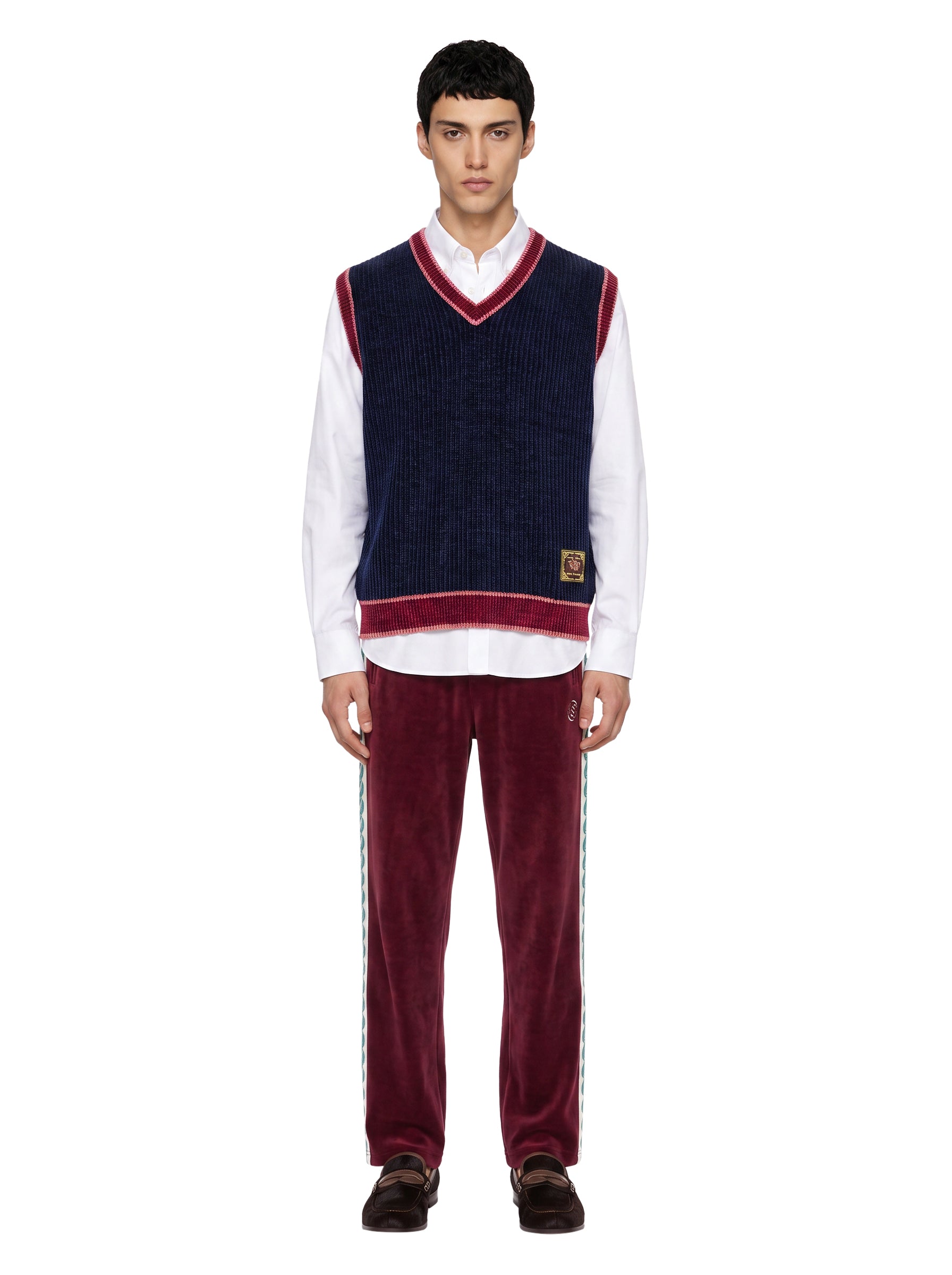 Gilet in maglia a coste multicolore 