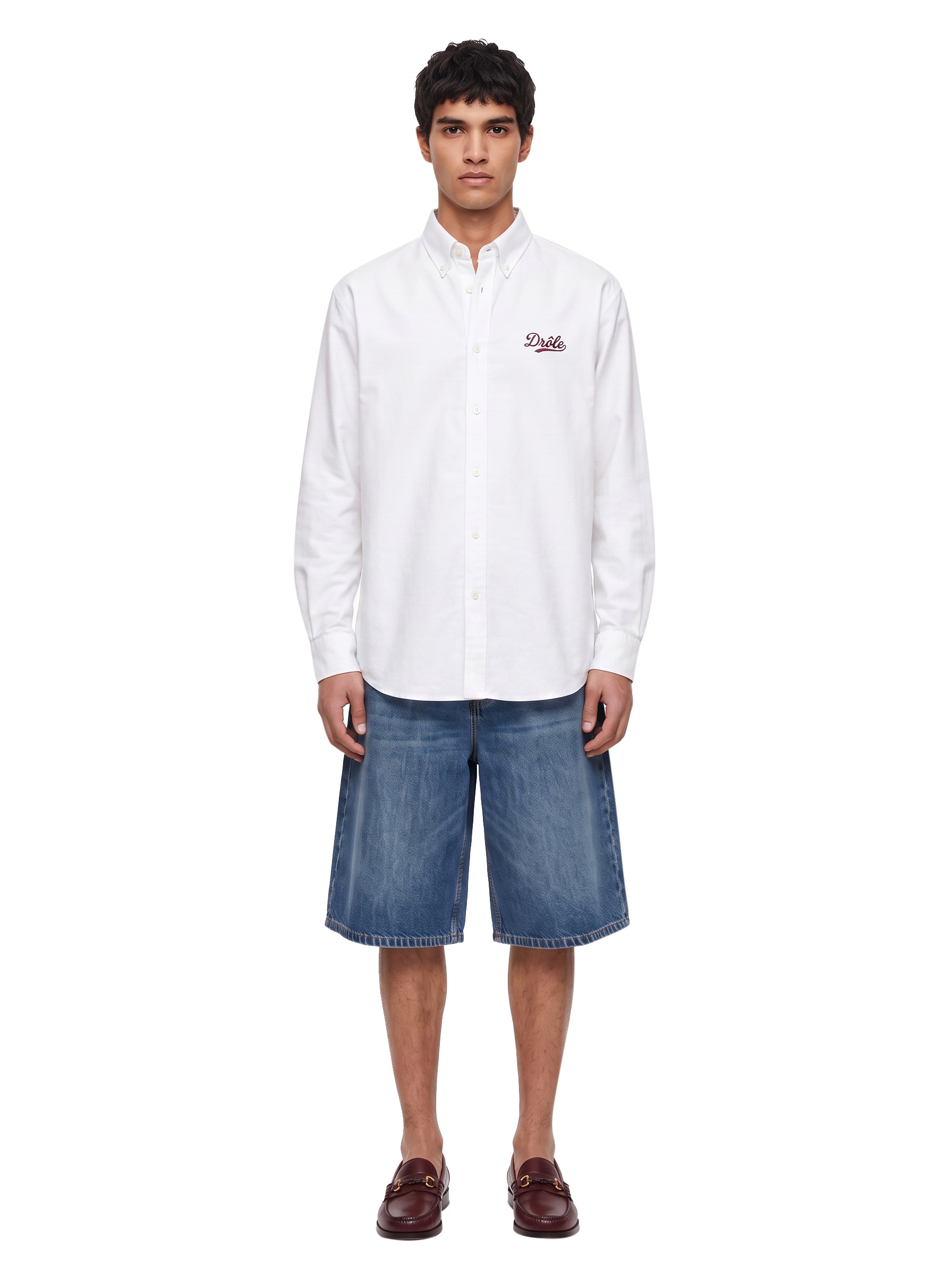 Camicia a maniche lunghe con logo in bianco 