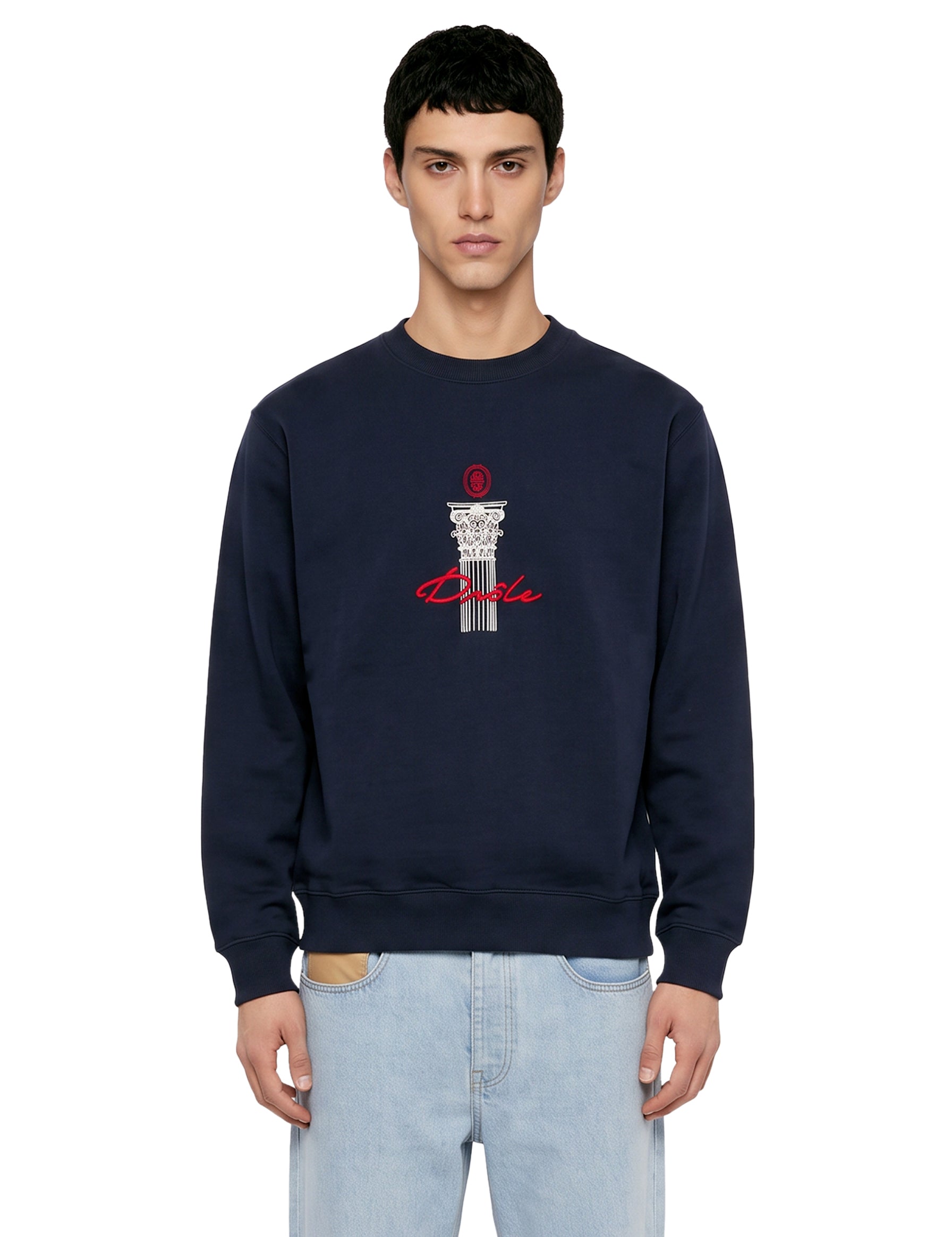Felpa girocollo drole column in blu 