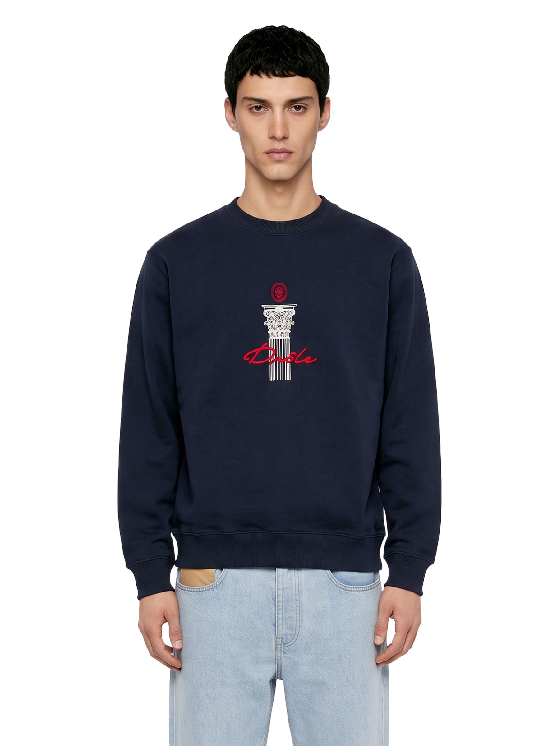 Felpa girocollo drole column in blu 