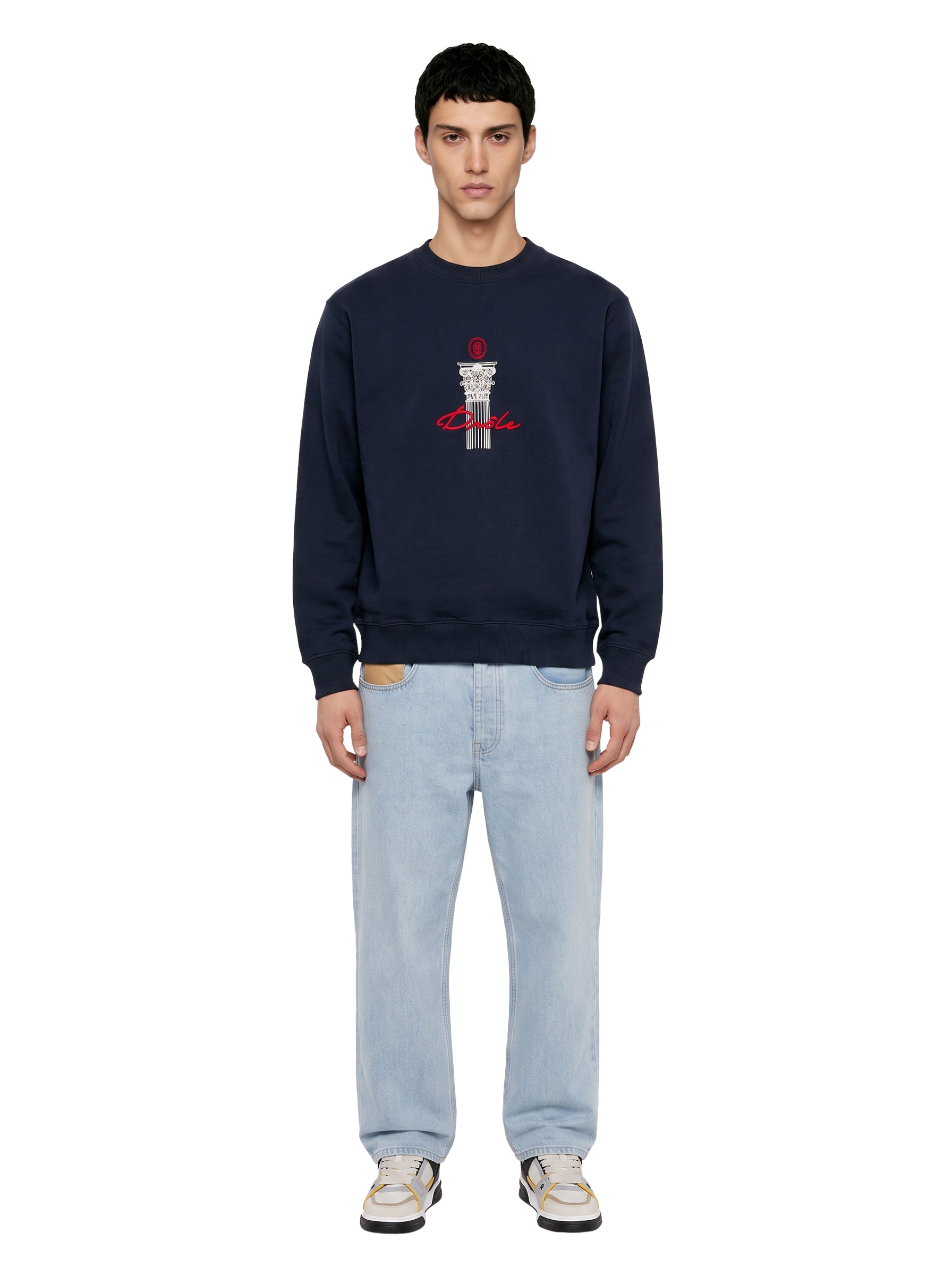 Felpa girocollo drole column in blu 