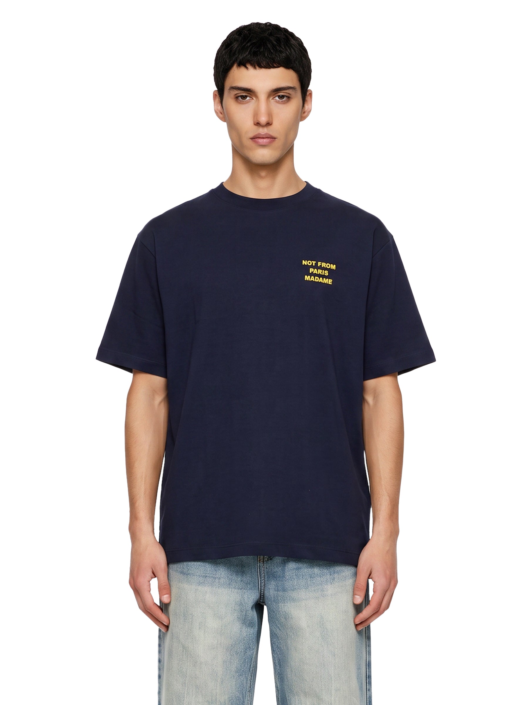 T-shirt a maniche corte con slogan in blu 