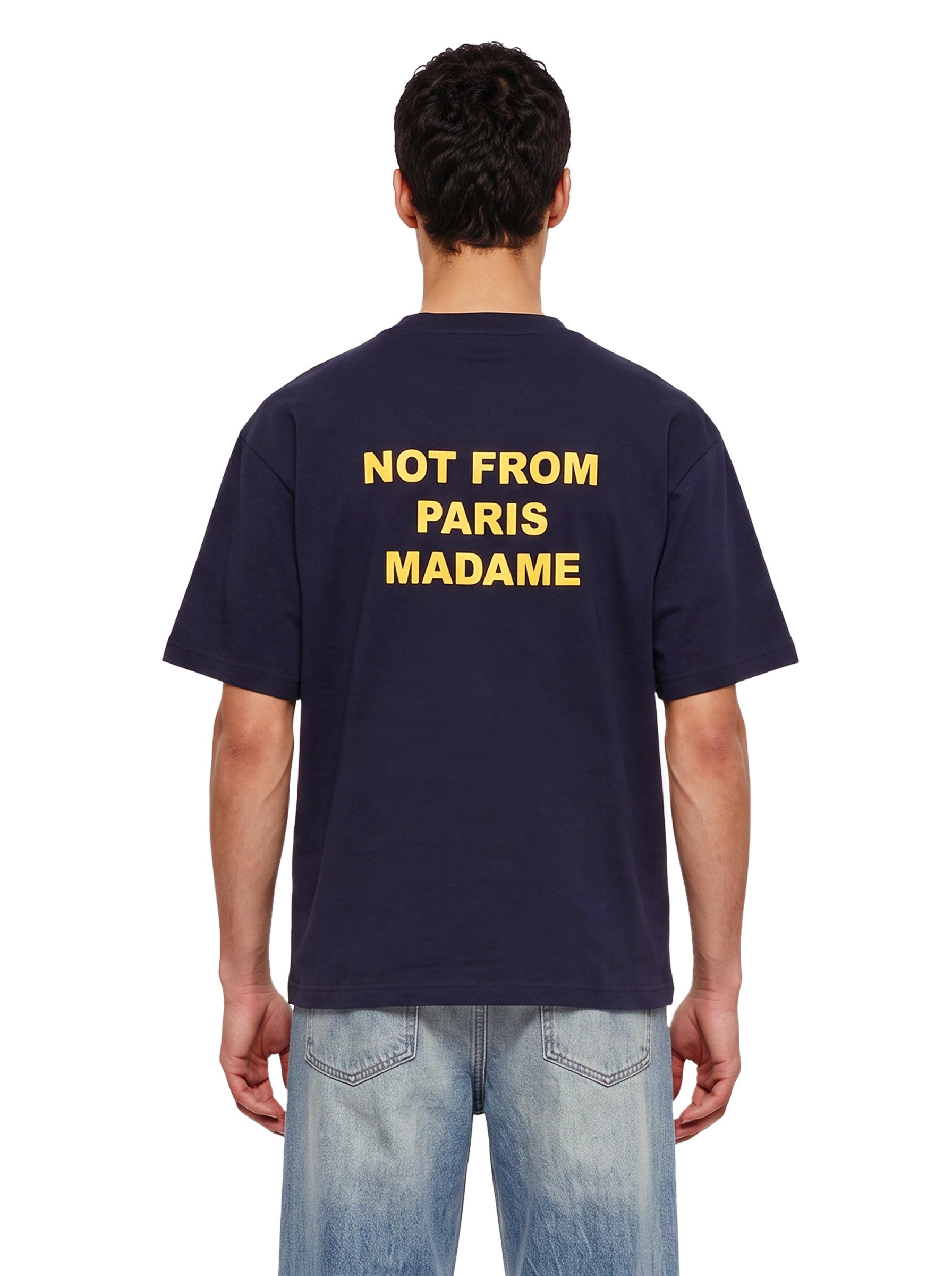 T-shirt a maniche corte con slogan in blu 