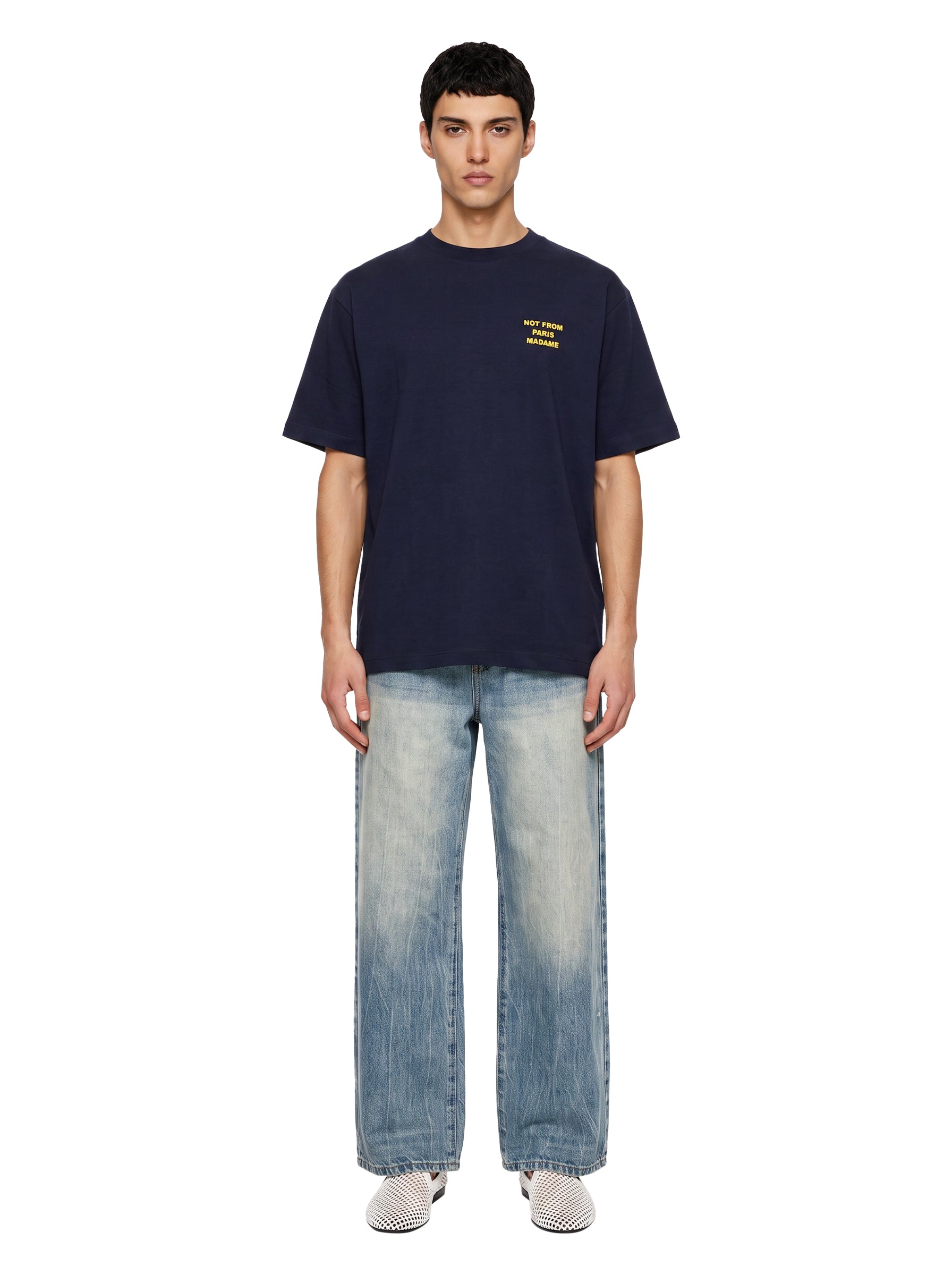 T-shirt a maniche corte con slogan in blu 