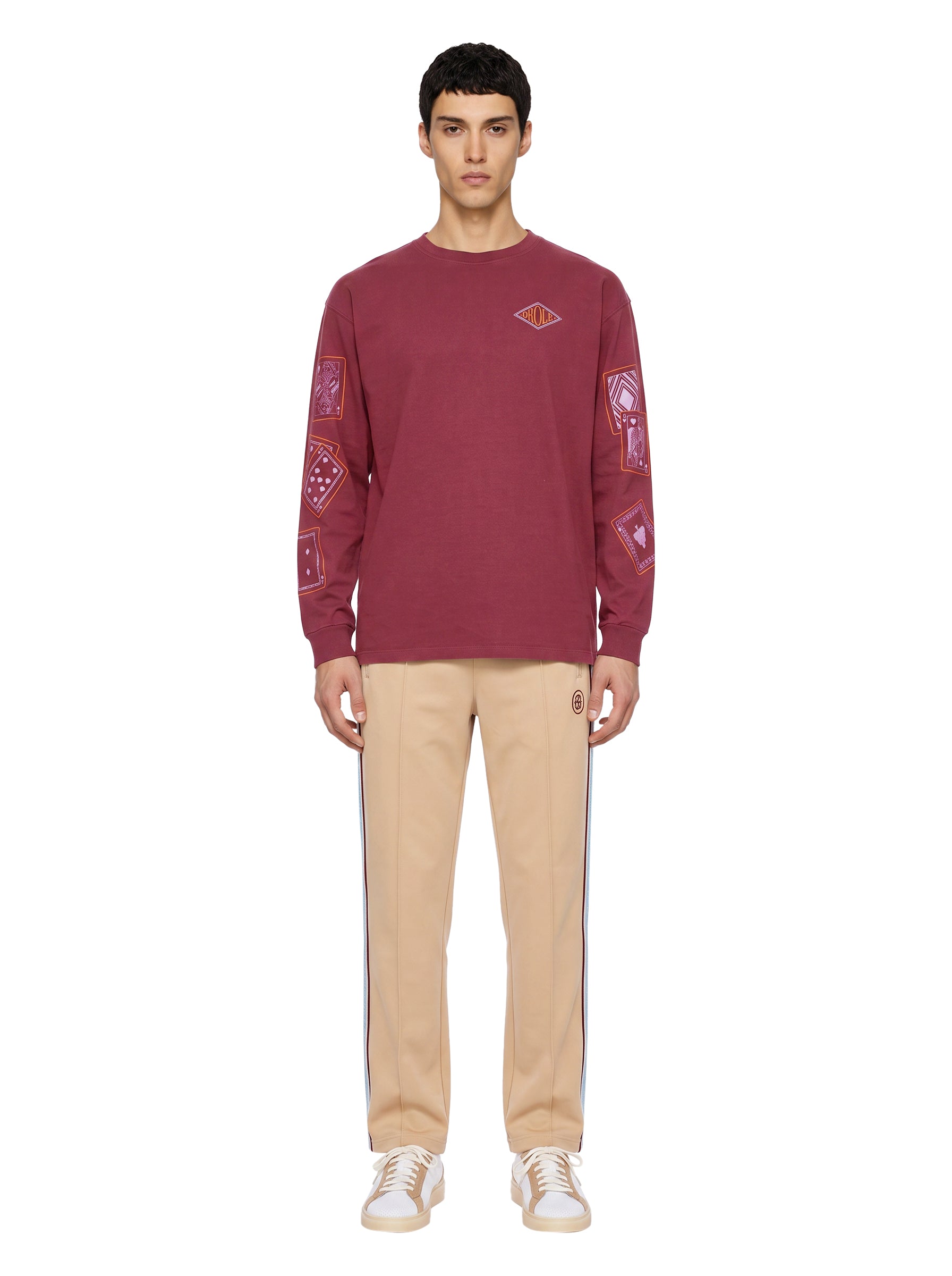 T-shirt a maniche lunghe Cards in bordeaux 