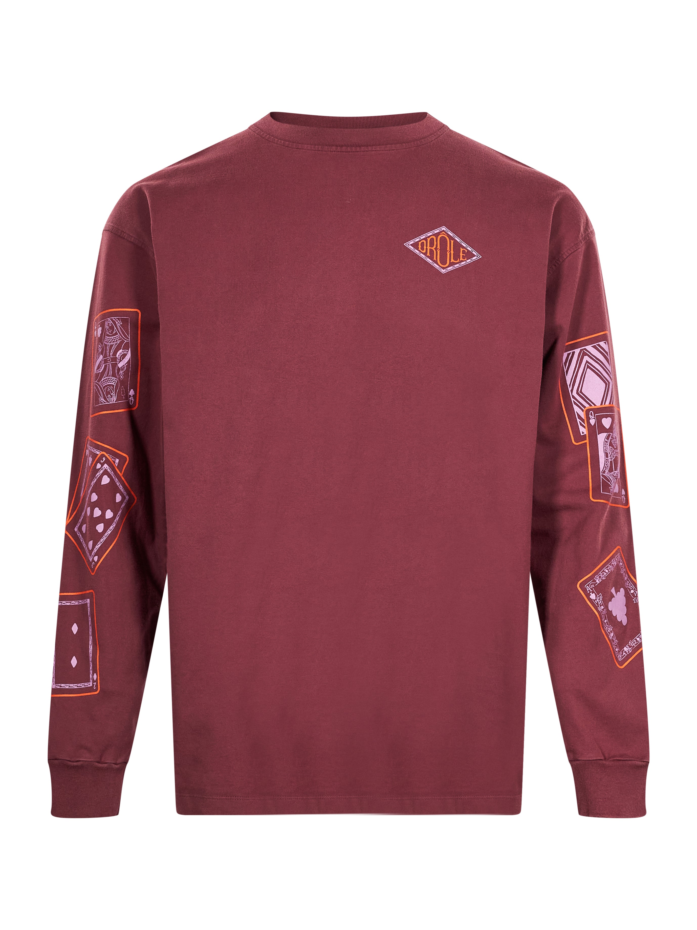 T-shirt a maniche lunghe Cards in bordeaux 