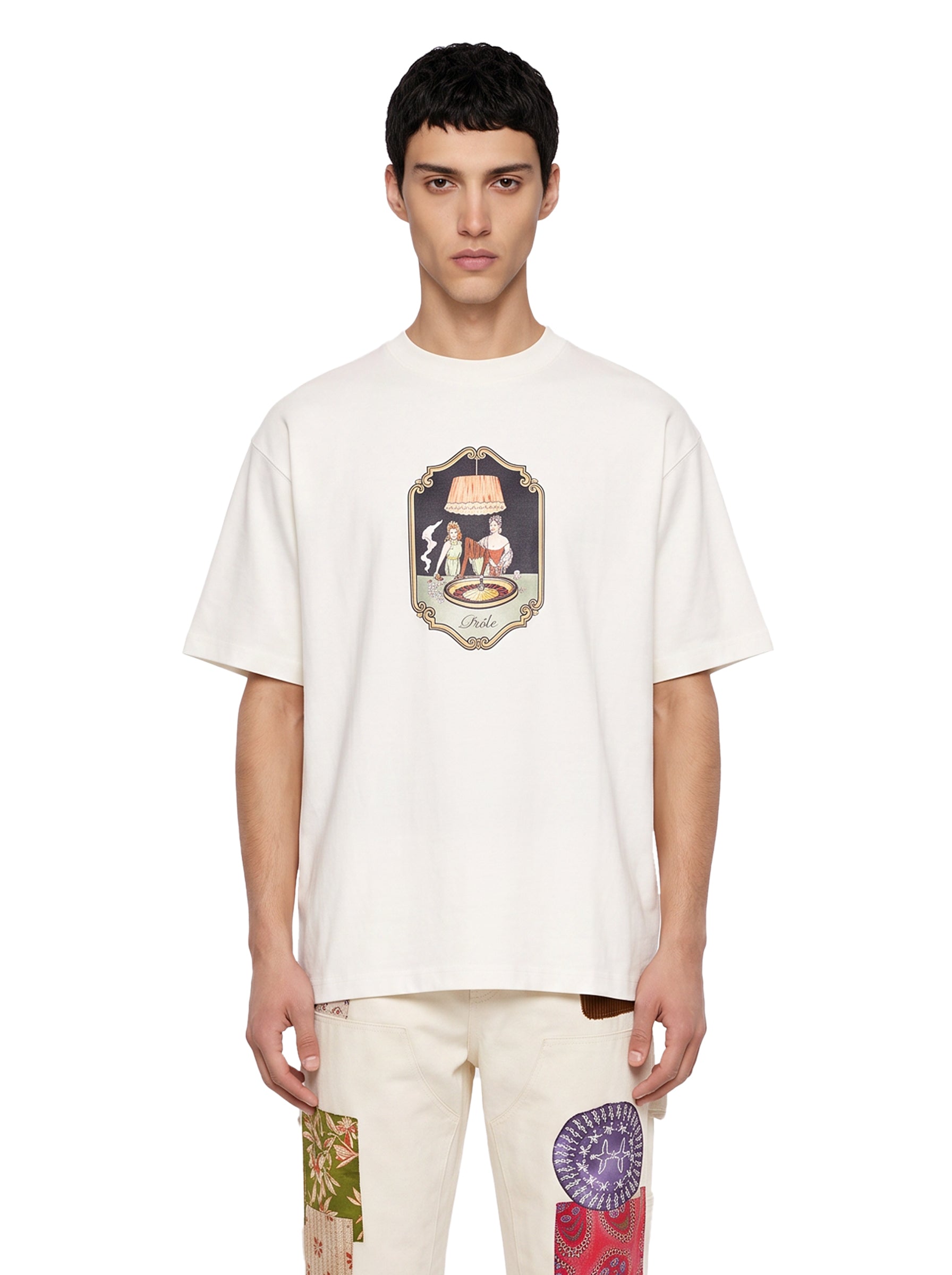 T-shirt a amniche corte Casino in bianco 