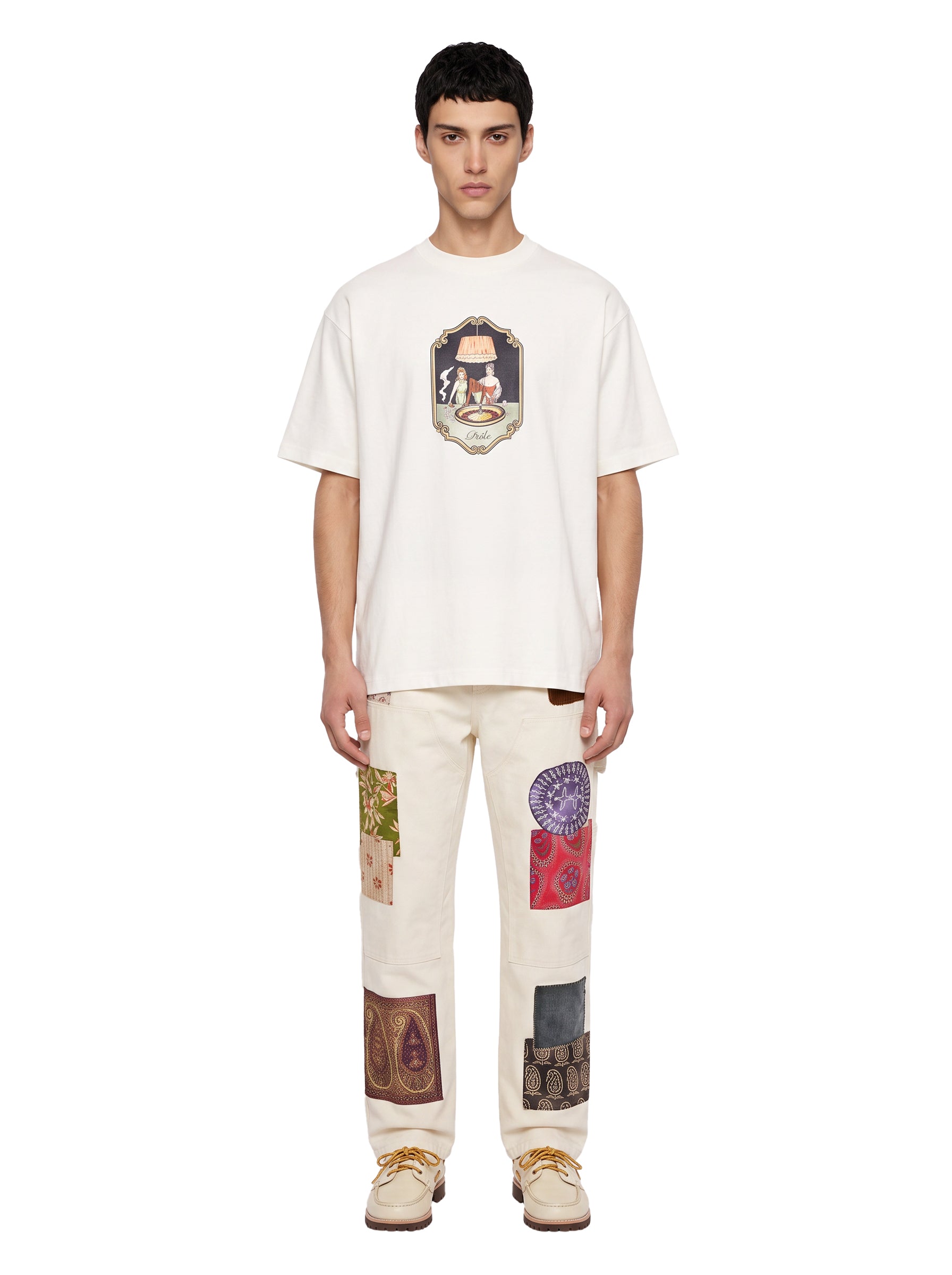 T-shirt a amniche corte Casino in bianco 