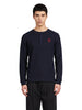 T-shirt a maniche lunghe modello henley in blu
