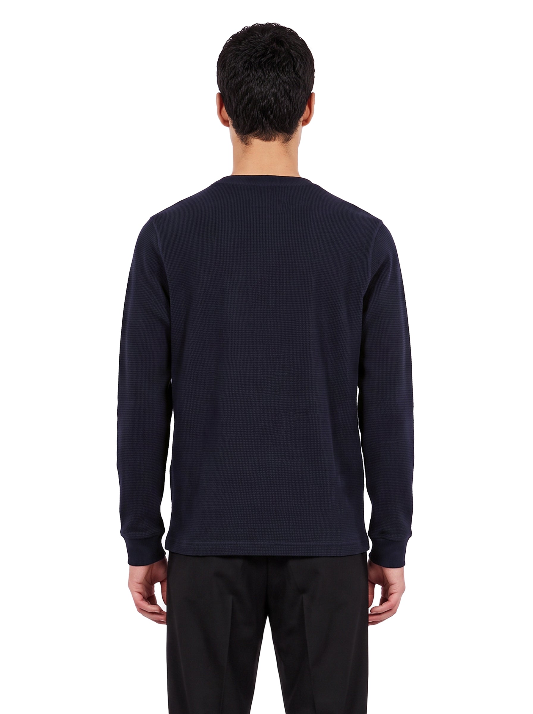 T-shirt a maniche lunghe modello henley in blu 