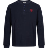 T-shirt a maniche lunghe modello henley in blu 