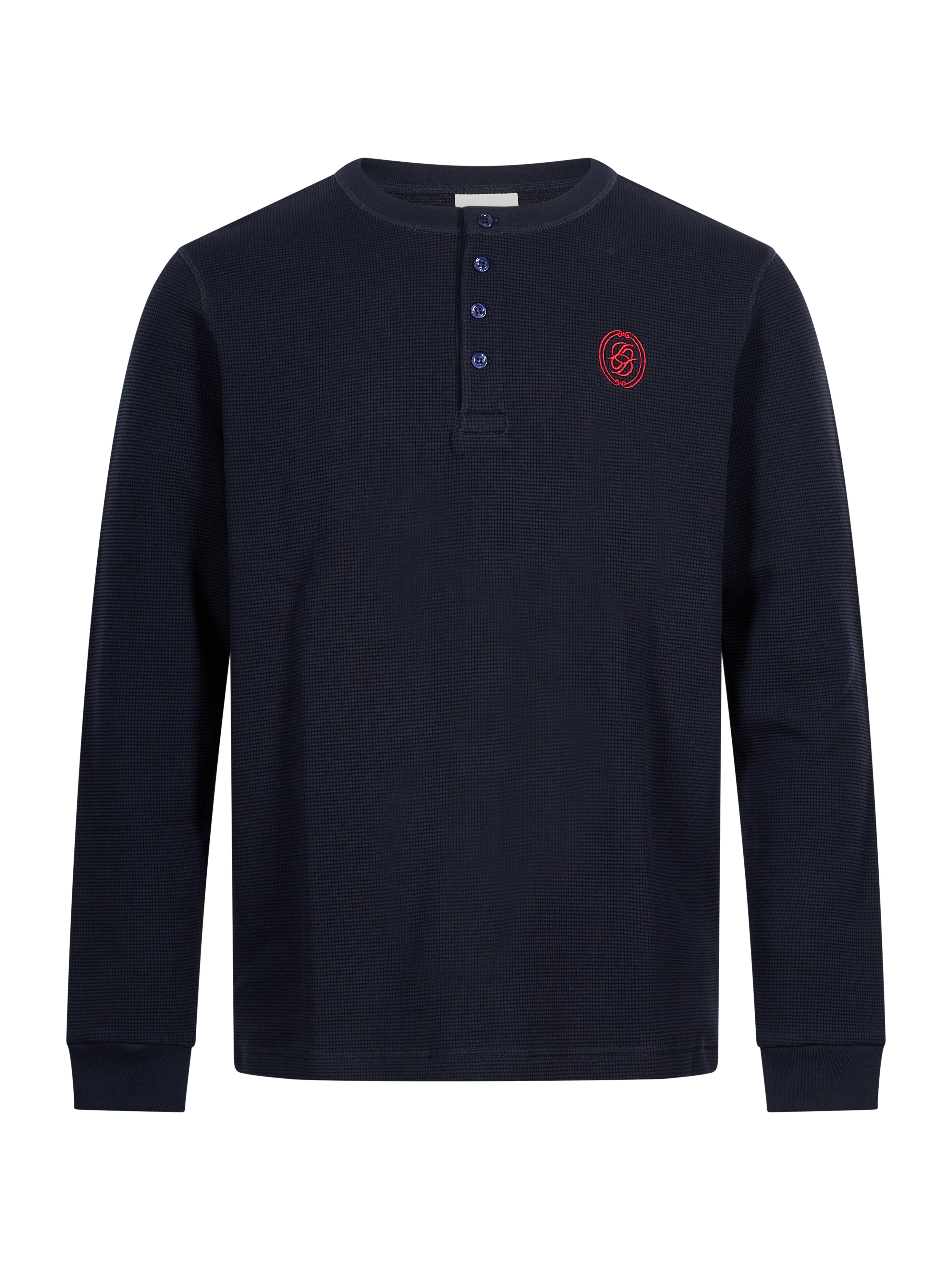 T-shirt a maniche lunghe modello henley in blu 