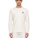 T-shirt a maniche lunghe modello henley in bianco 