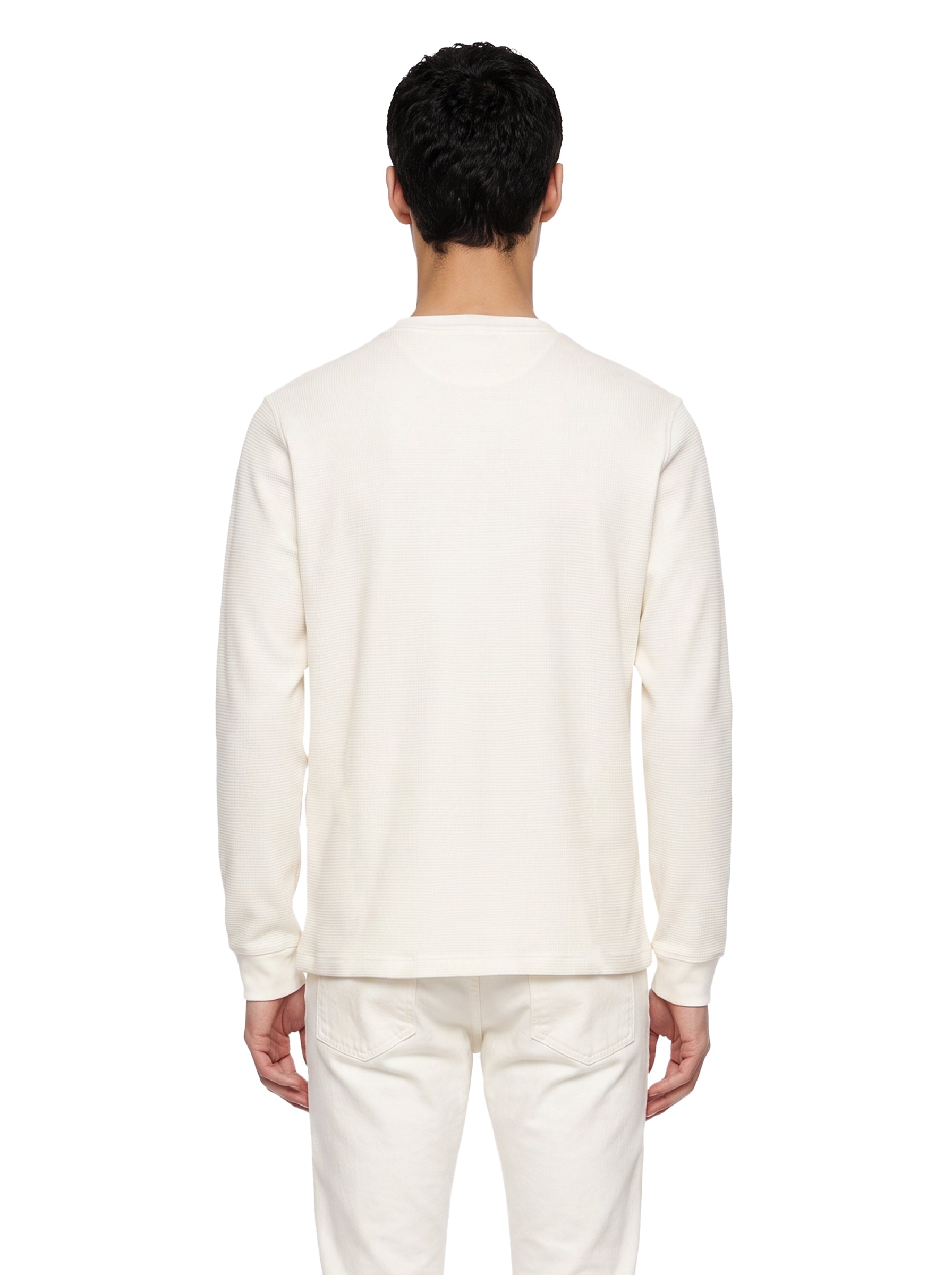 T-shirt a maniche lunghe modello henley in bianco 