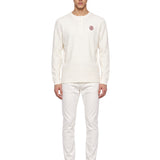 T-shirt a maniche lunghe modello henley in bianco 