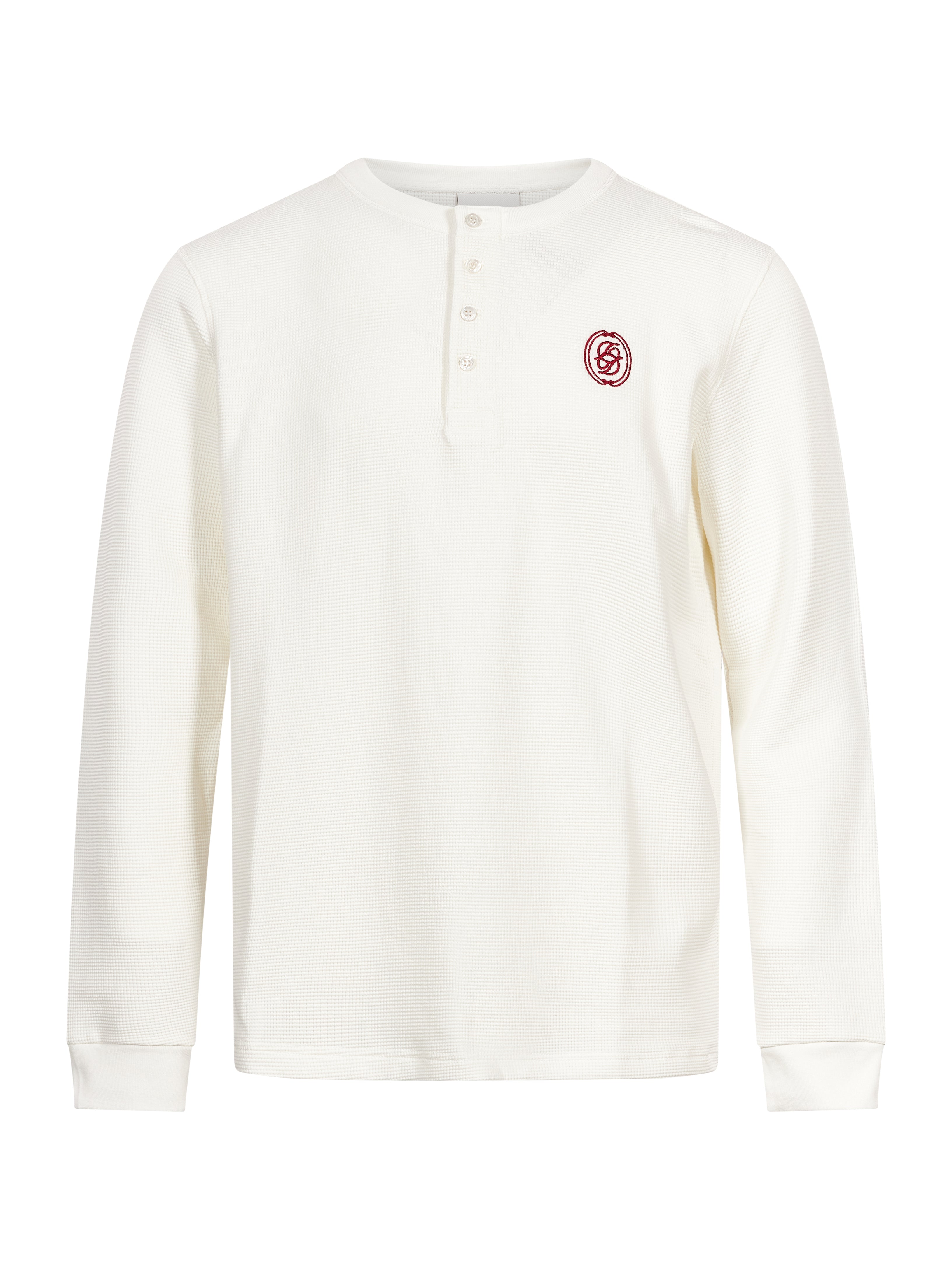 T-shirt a maniche lunghe modello henley in bianco 