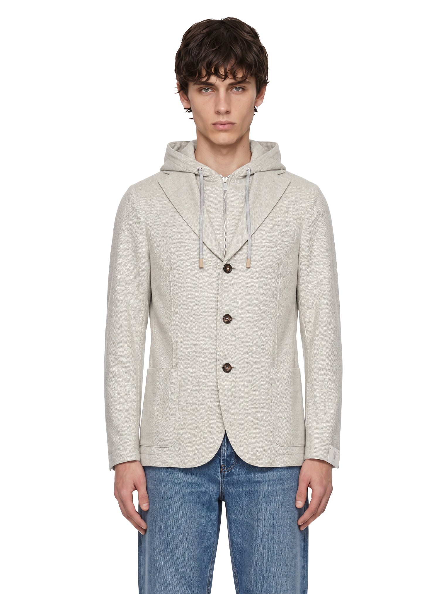 Giacca con cappuccio in grigio 