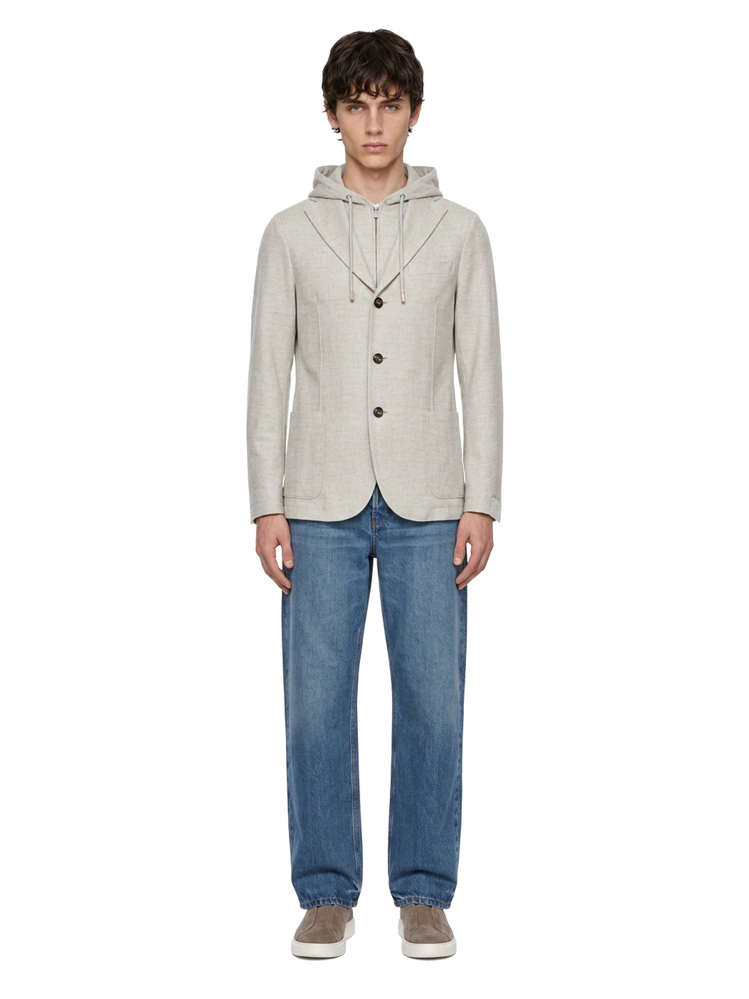 Giacca con cappuccio in grigio 