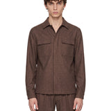 Completo con overshirt in lana marrone 