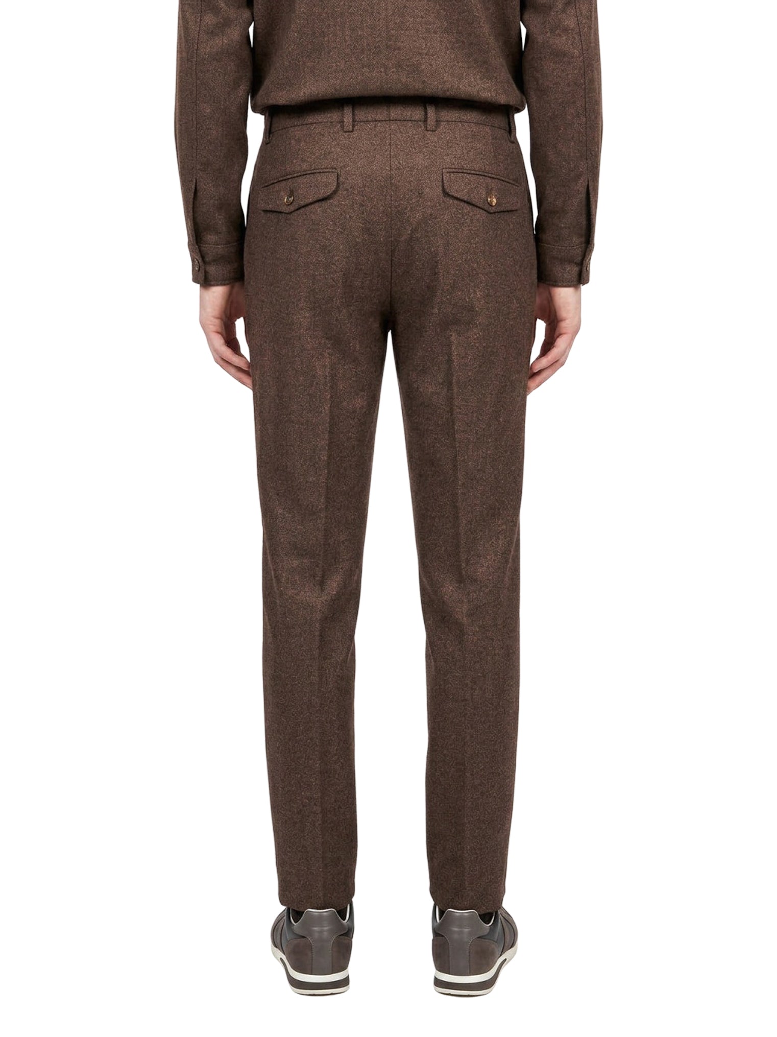 Completo con overshirt in lana marrone 