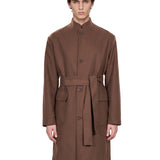 Cappotto lana collo coreana in marrone 