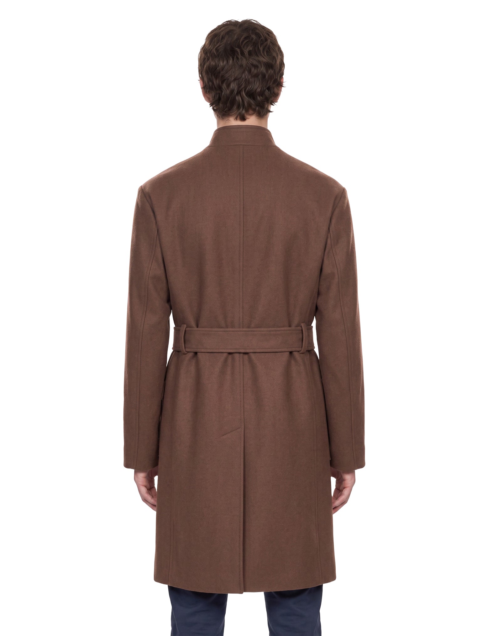 Cappotto lana collo coreana in marrone 