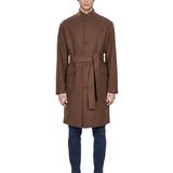 Cappotto lana collo coreana in marrone 