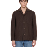 Camicia con ttasca applicata in marrone 