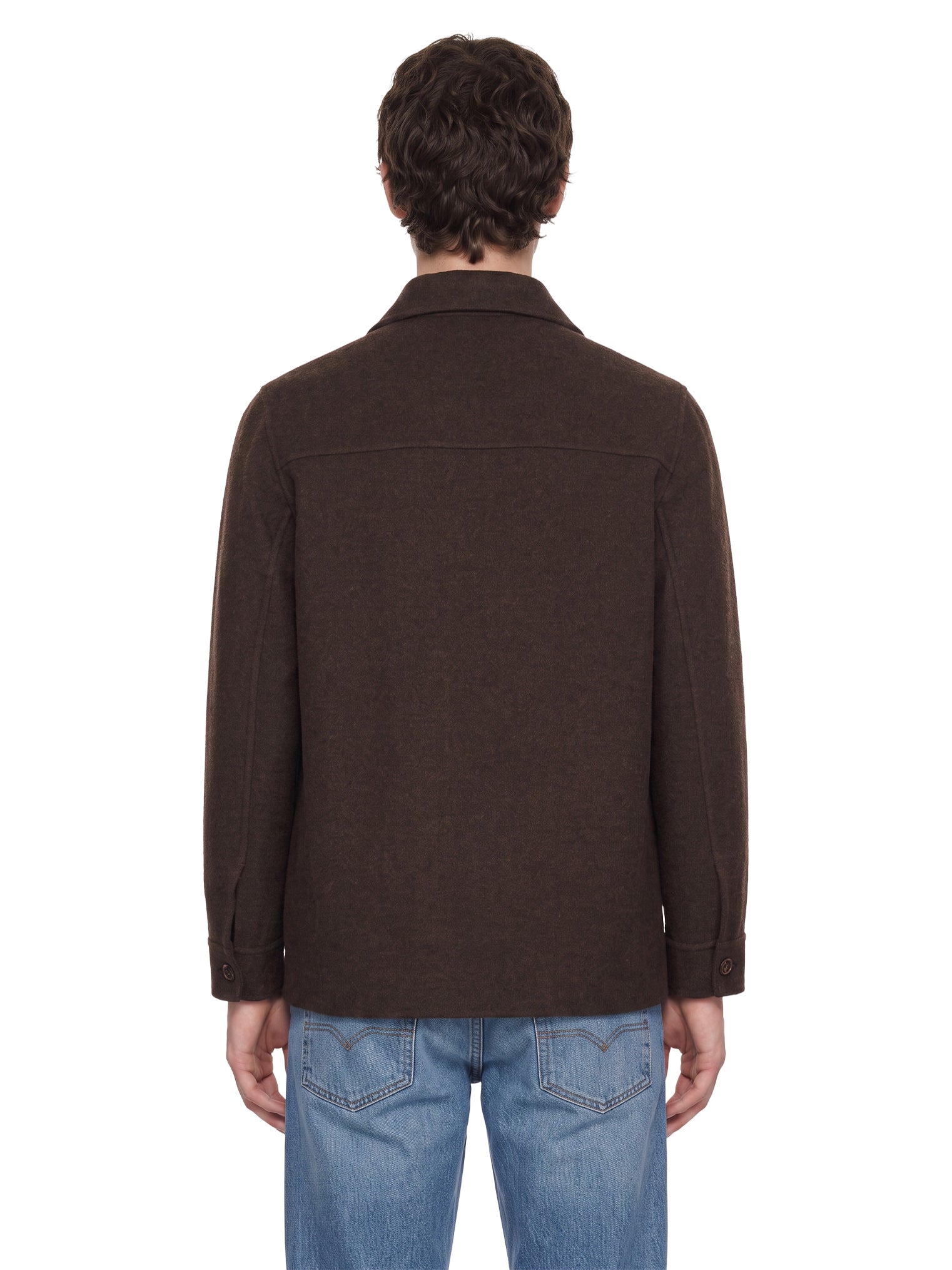 Camicia con ttasca applicata in marrone 