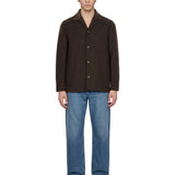 Camicia con ttasca applicata in marrone 