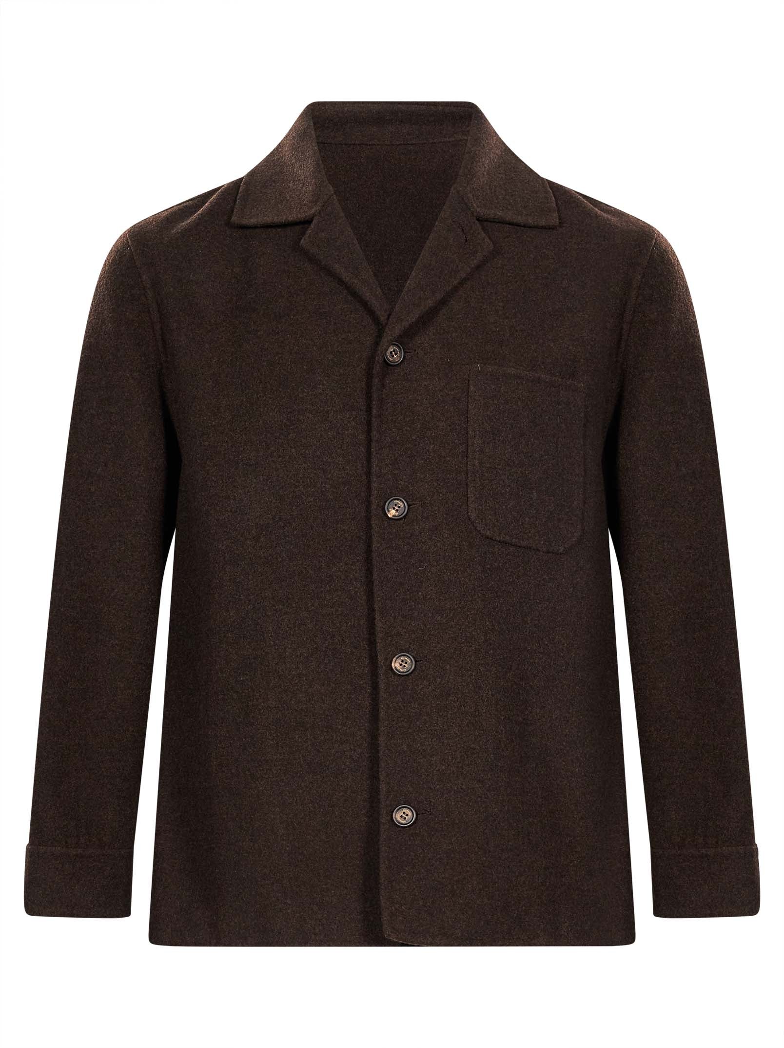 Camicia con ttasca applicata in marrone 