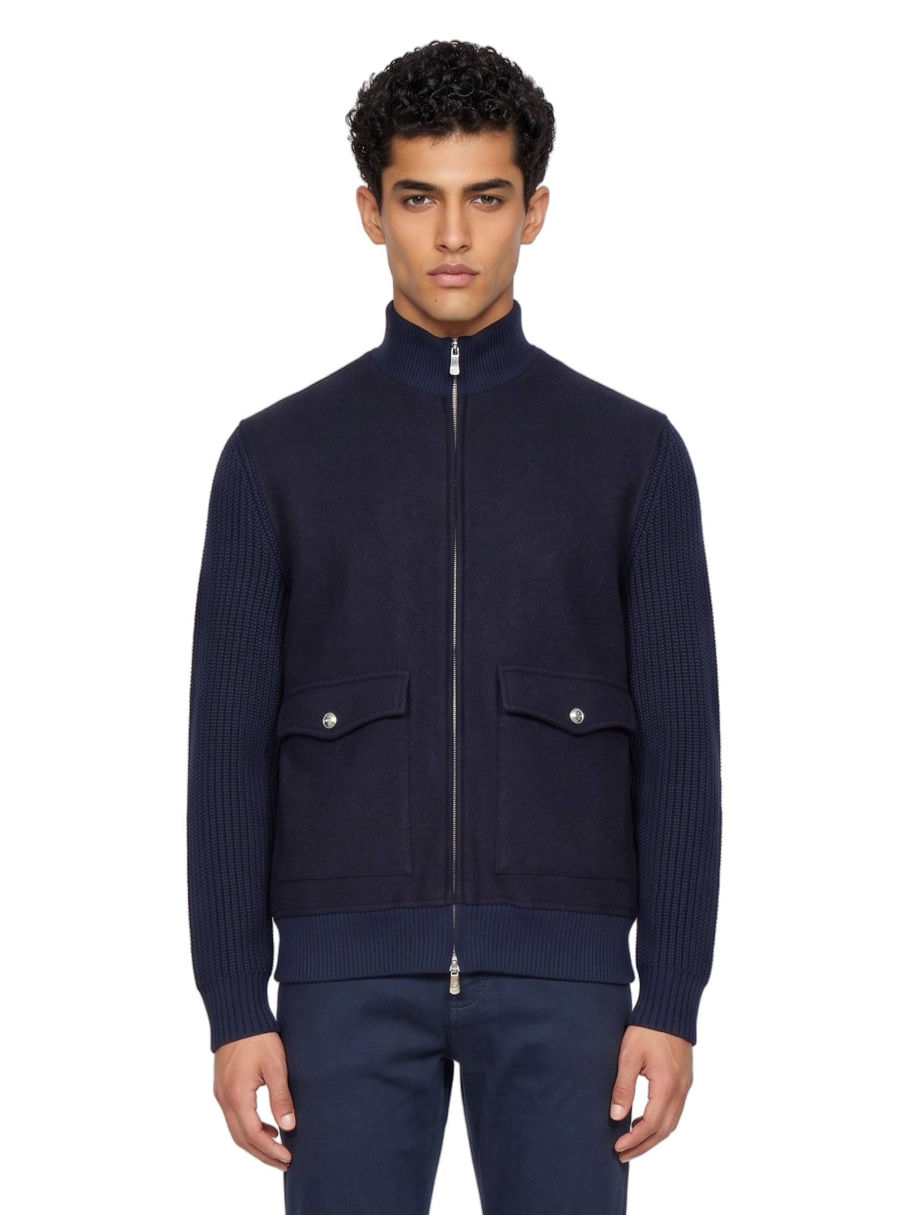 Giubbino con zip in blu 