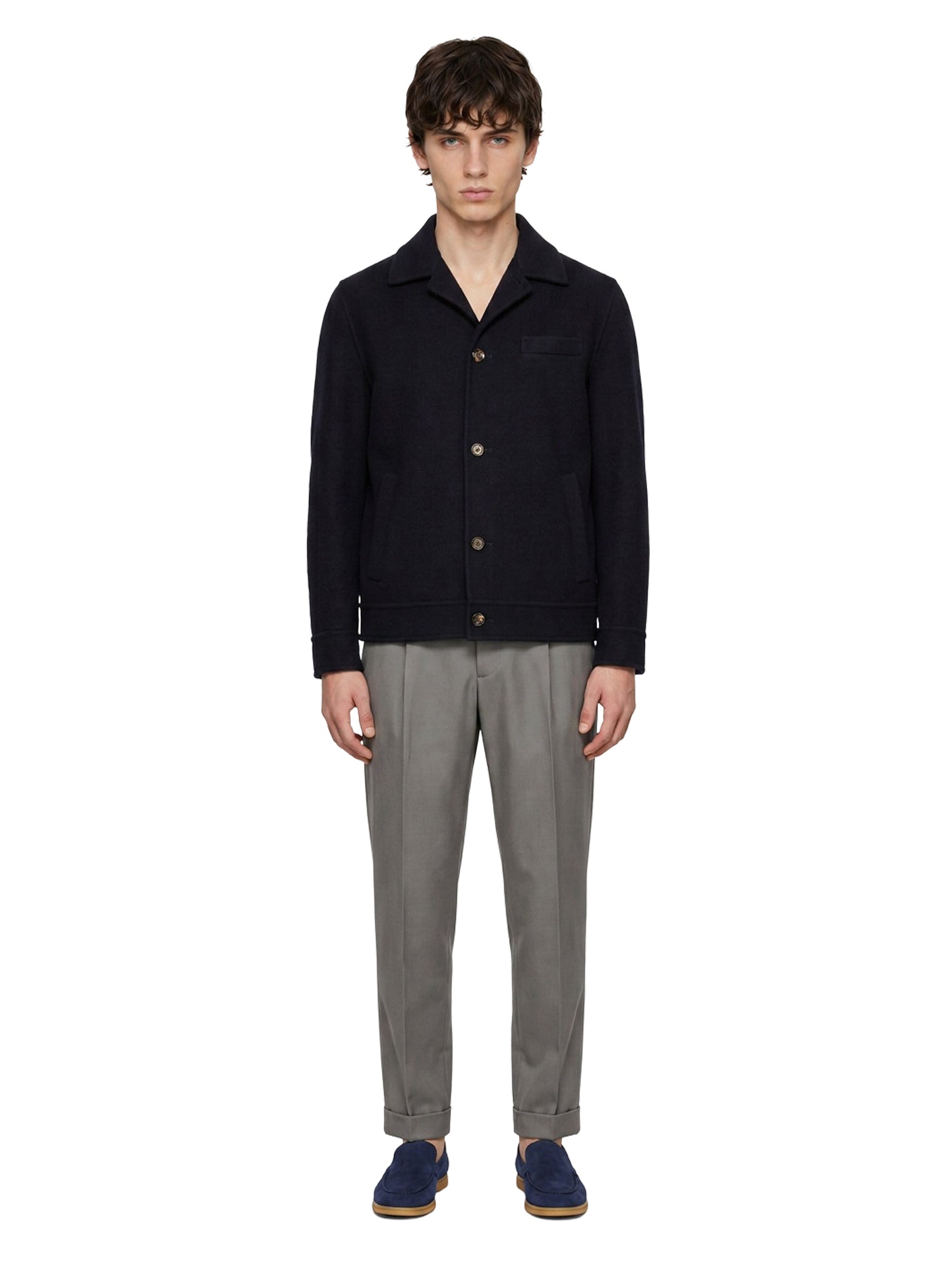 Camicia con tasca applicata in blu 