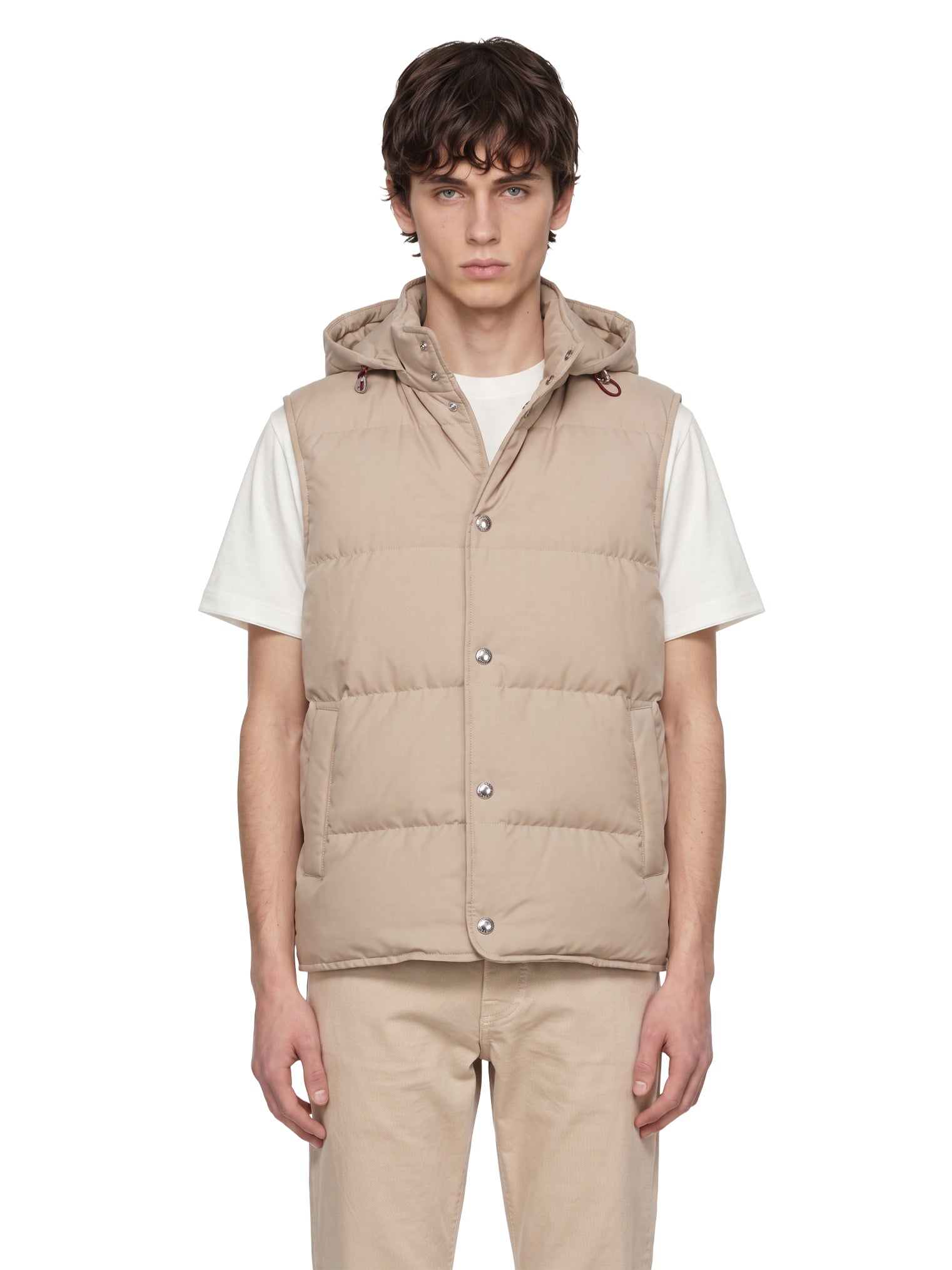 Gilet cappuccio in beige 
