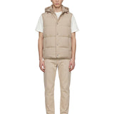 Gilet cappuccio in beige 