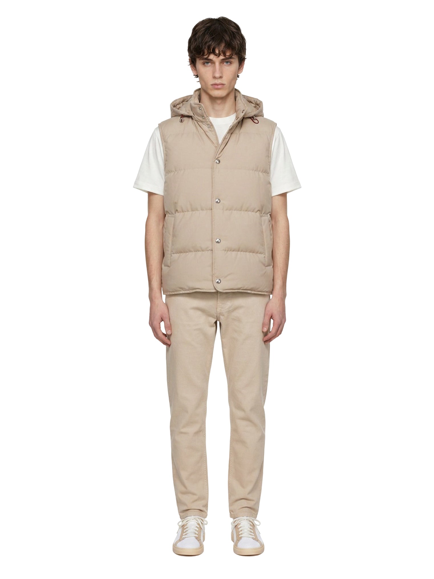 Gilet cappuccio in beige 