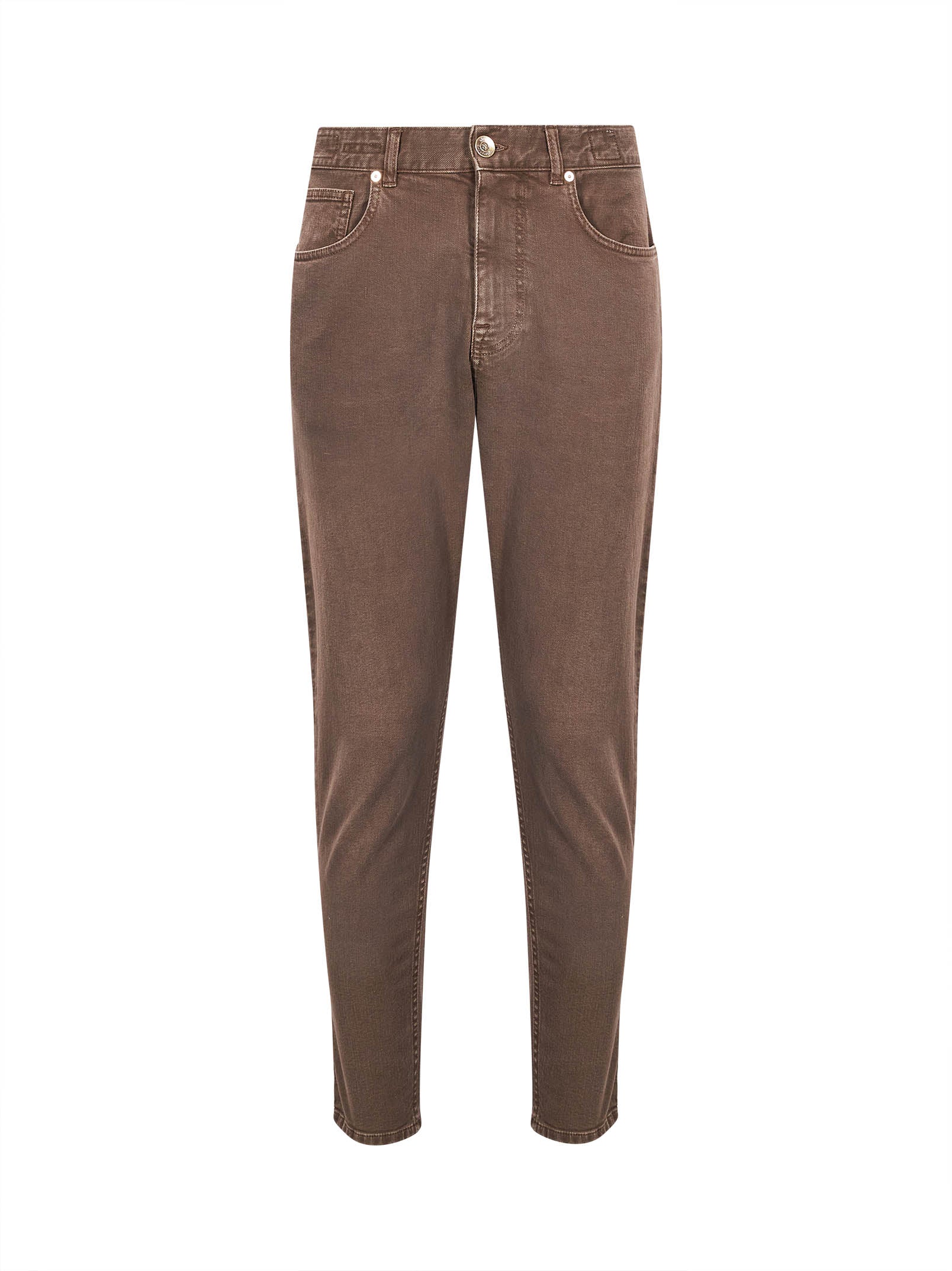 Pantaloni cinque tasche in marrone 