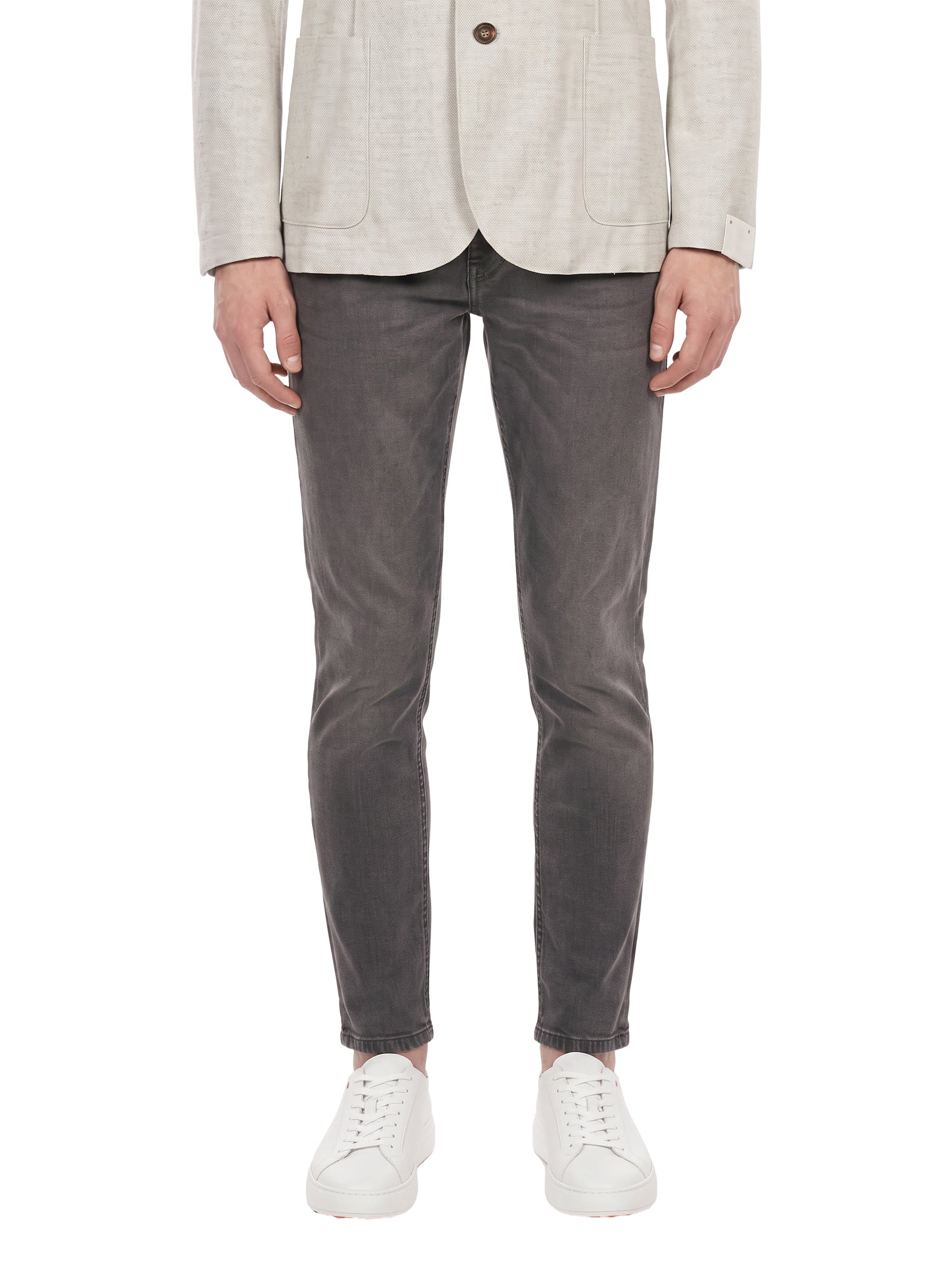 Pantalone cinque tasche in grigio 