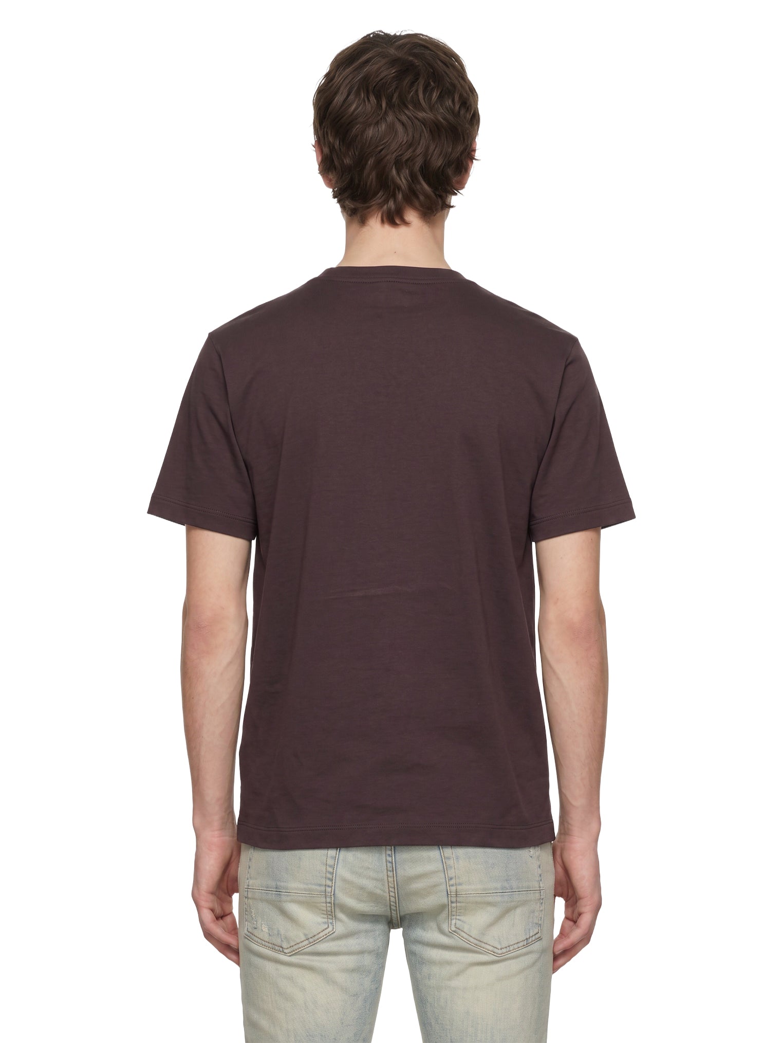 T-shirt girocollo in marrone 