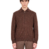 Maglia full zip lana in marrone 