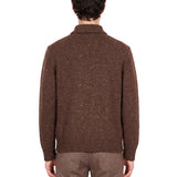 Maglia full zip lana in marrone 