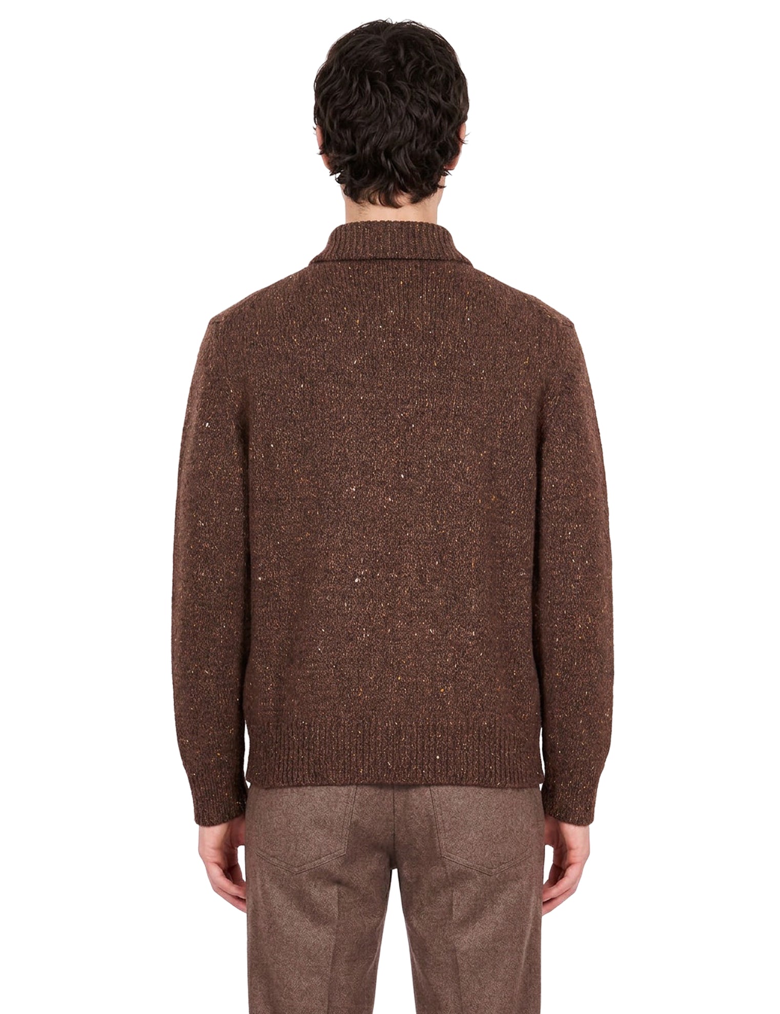 Maglia full zip lana in marrone 